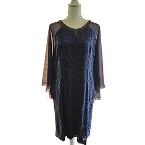Black Sheath Midi Dress with Raglan 3/4 Sleeves